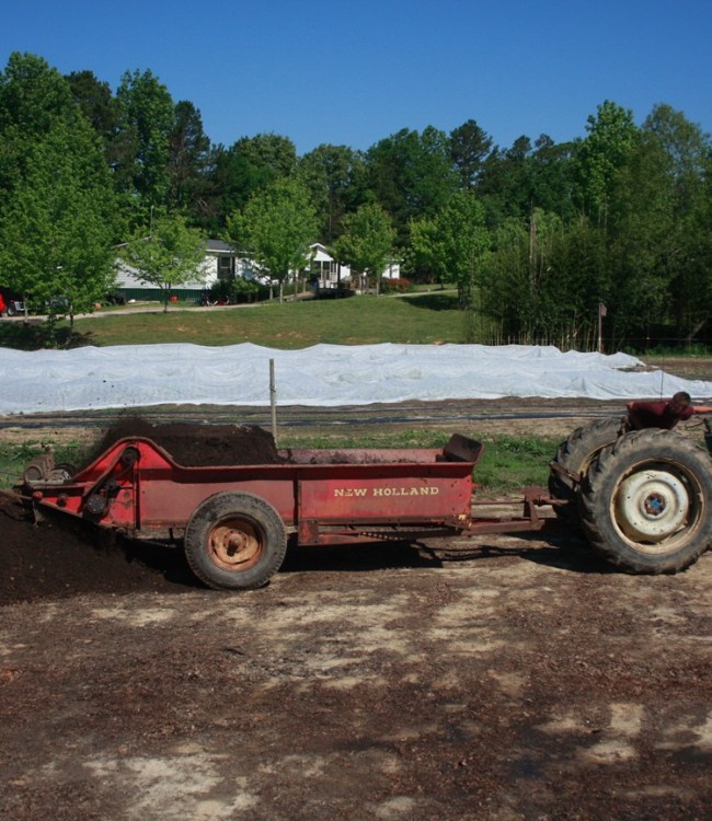 Windrow turner in operation